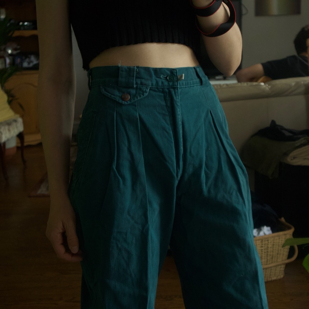 VINTAGE Northern Reflections teal blue high waist pants